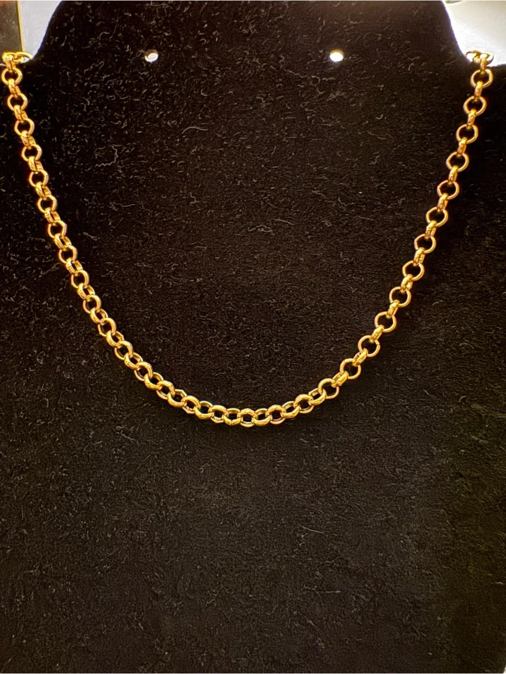 Gold Rolo Link Necklace Adjustable 18”